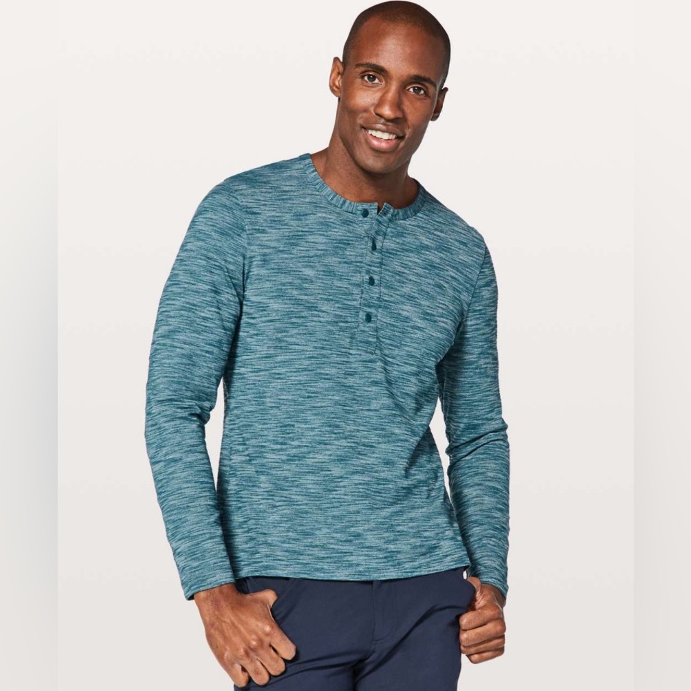 NWOT Lululemon Pulse Slub Henley Lightweight Rulu - Size XL Heathered Gr…